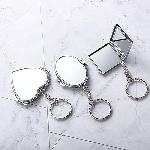 Compact Folding Mirror Key Chain for Travel