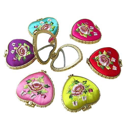 Beavorty Compact Portable Mini Makeup Mirror Double-Sided Heart Design