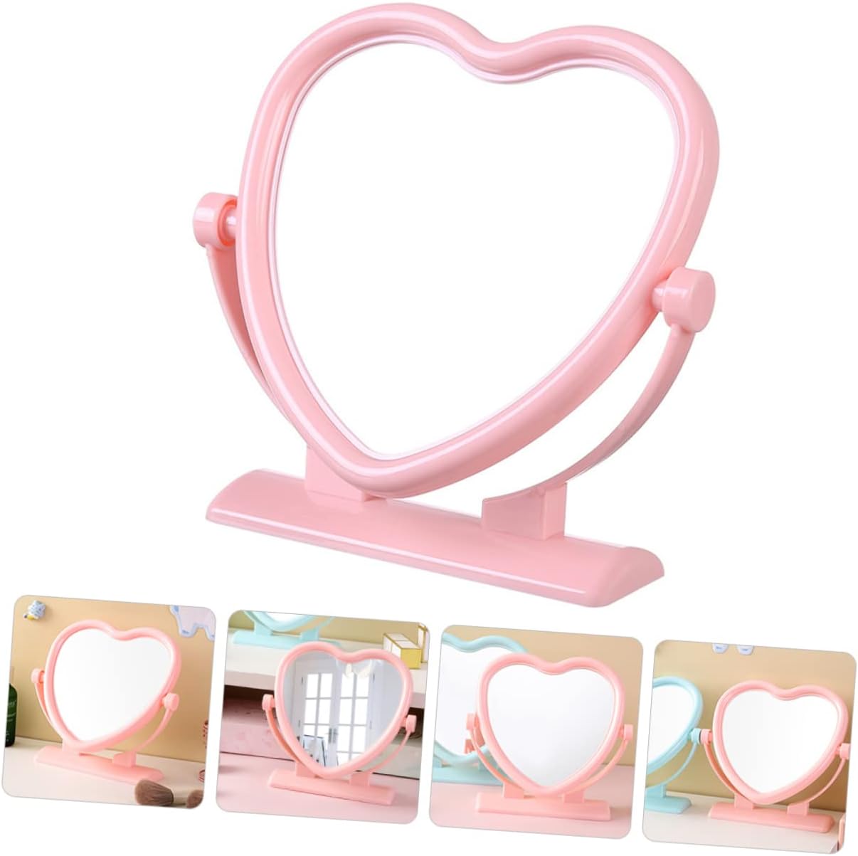 BESTYASH Heart Shaped Double Sided Makeup Mirror with Sturdy Base