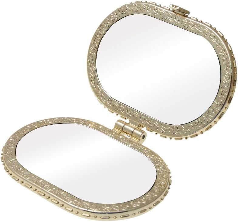 Qtqgoitem Oval Golden Frame Cosmetic Mirror