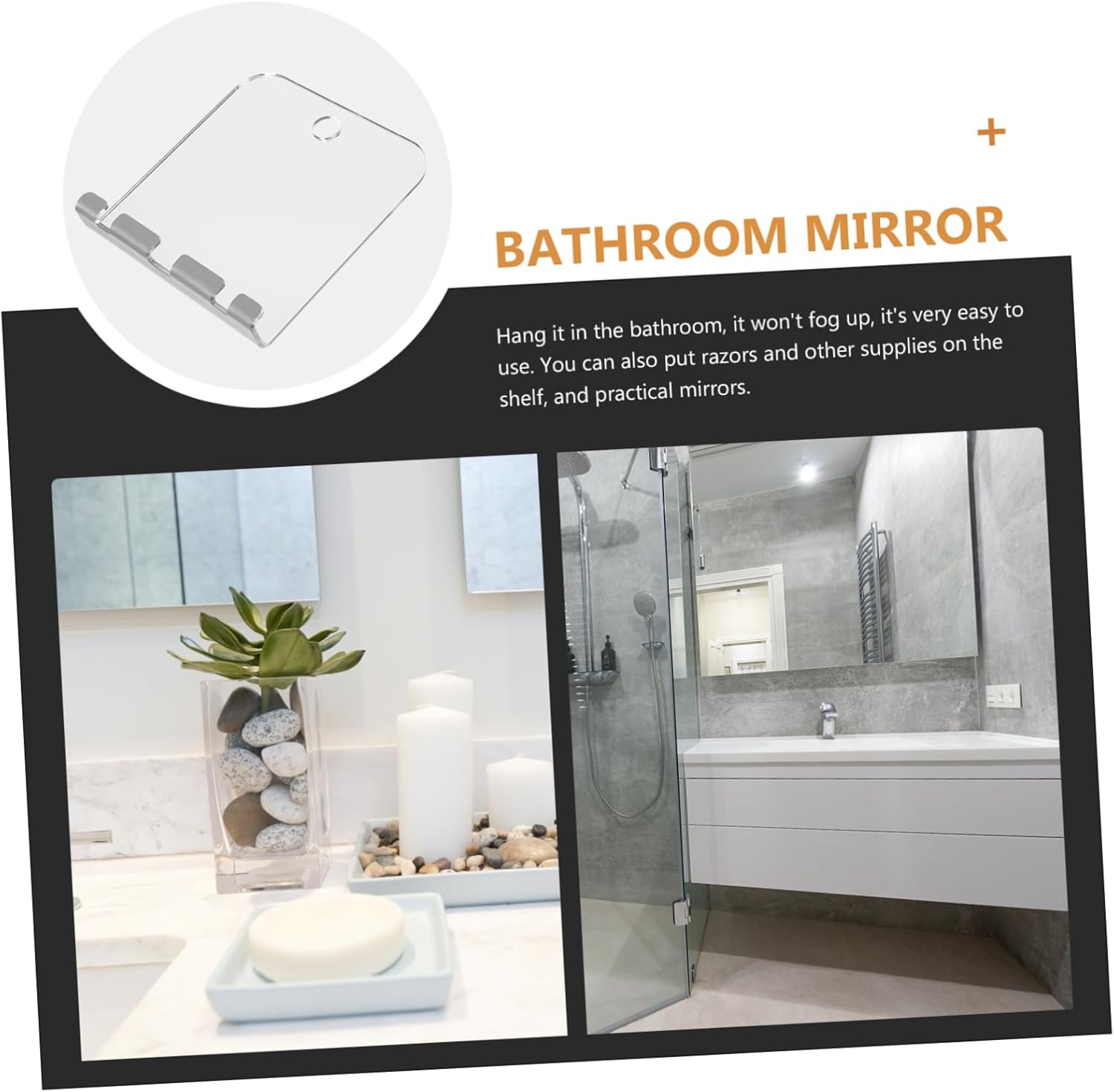 DECHOUS 5x7 Inch Travel Makeup Mirror for Shower and Bathroom