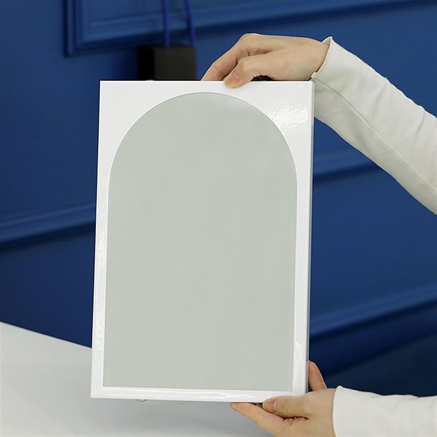 Vanity Makeup Mirror Minimalist White Wall Mounted