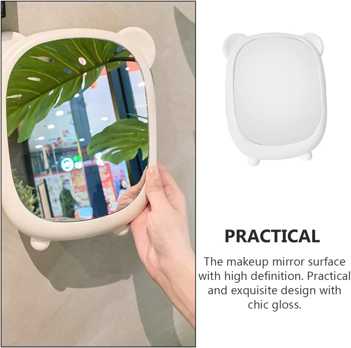 Hemoton Cute Bear Design Makeup Mirror