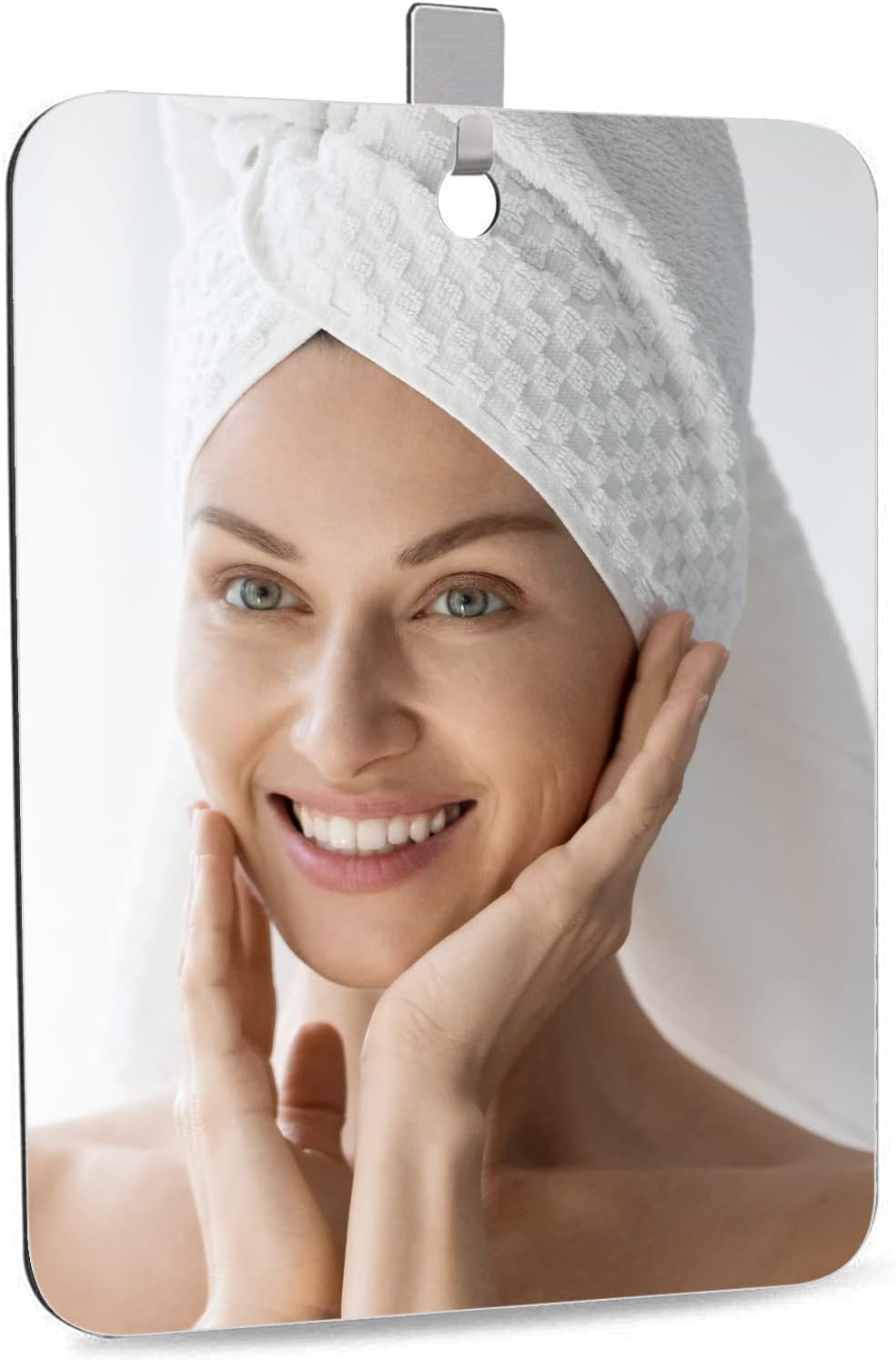 Shower Mirror with Adhesive Hook for Travel and Shaving
