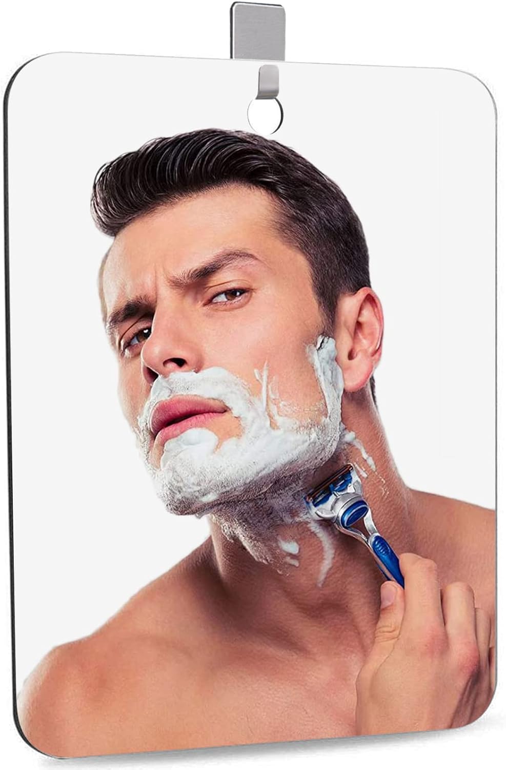Shower Mirror with Adhesive Hook for Travel and Shaving