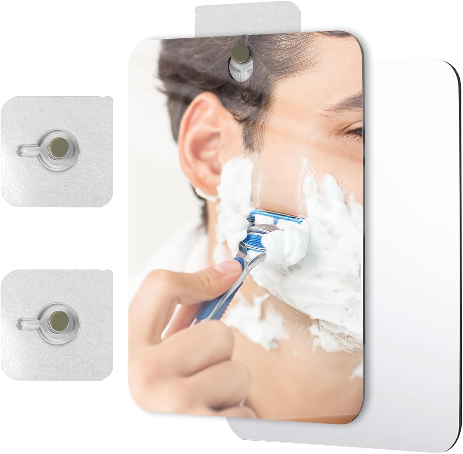 2 Pack Shave Shower Mirror Set Anti-Fog Acrylic Wall Mirror