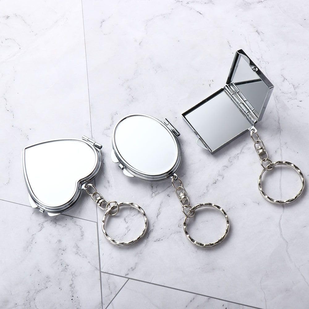 Compact Folding Mirror Key Chain for Travel