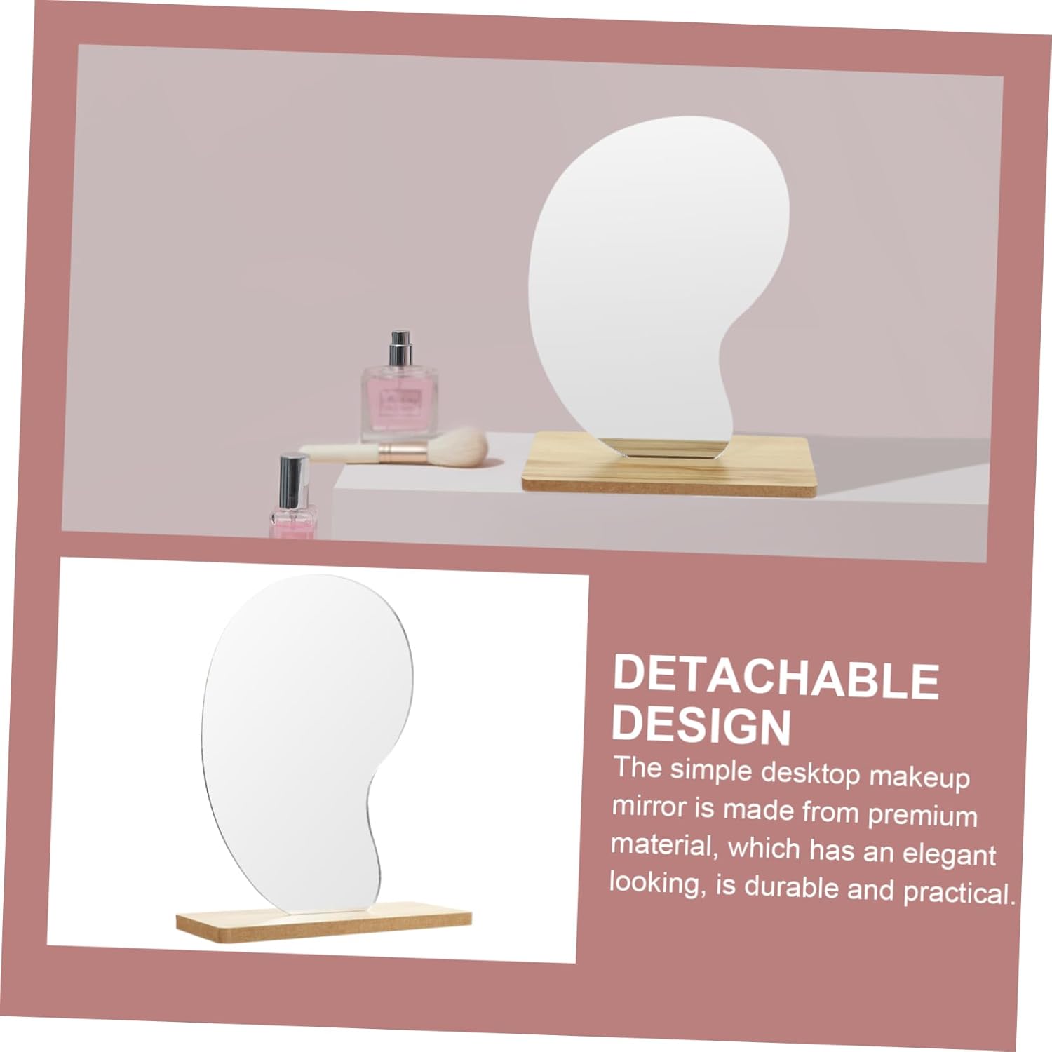 MAGICLULU Desktop Vanity Mirror with Wooden Base