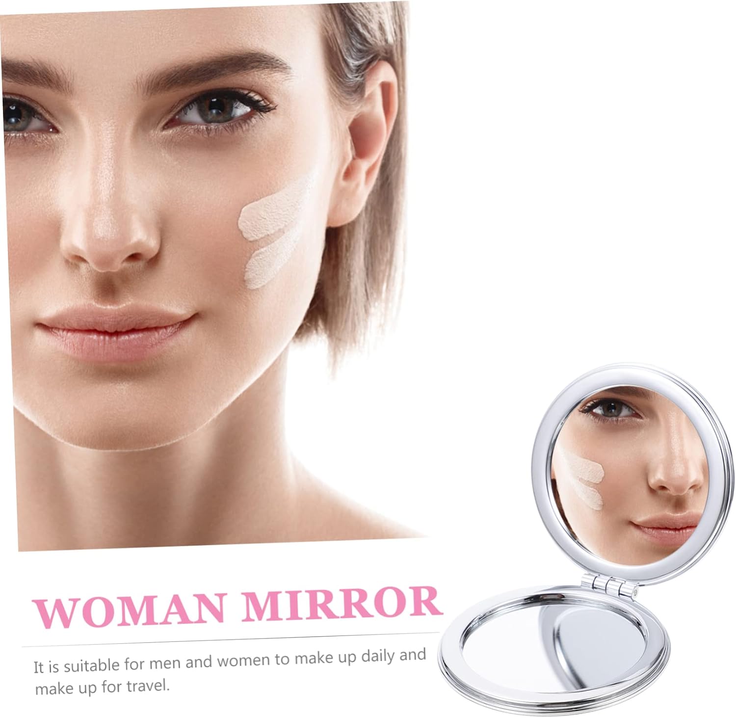 Portable Double-Sided Compact Mirror for Travel Makeup