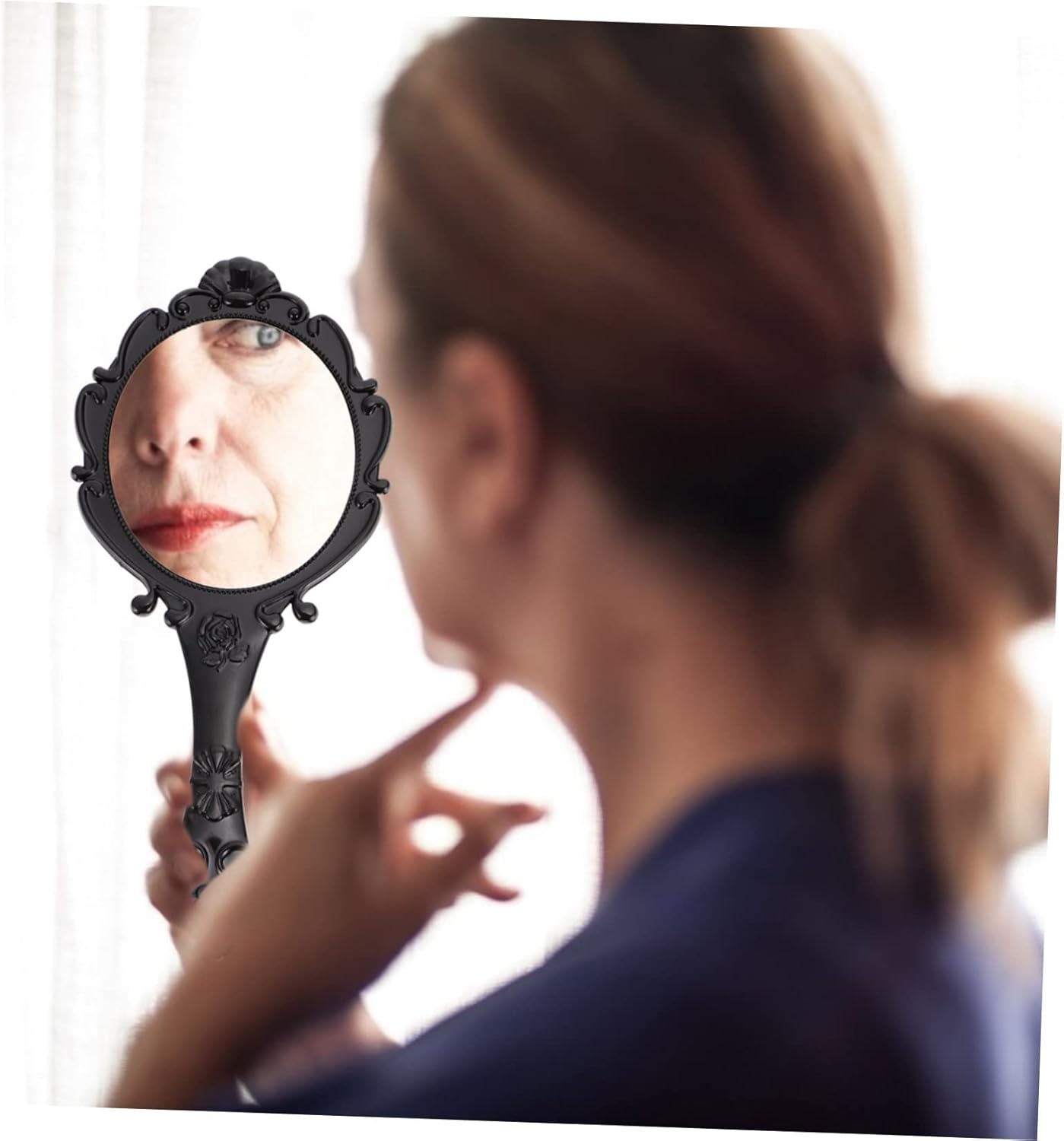 2Pcs Retro Handheld Makeup Mirror for Women