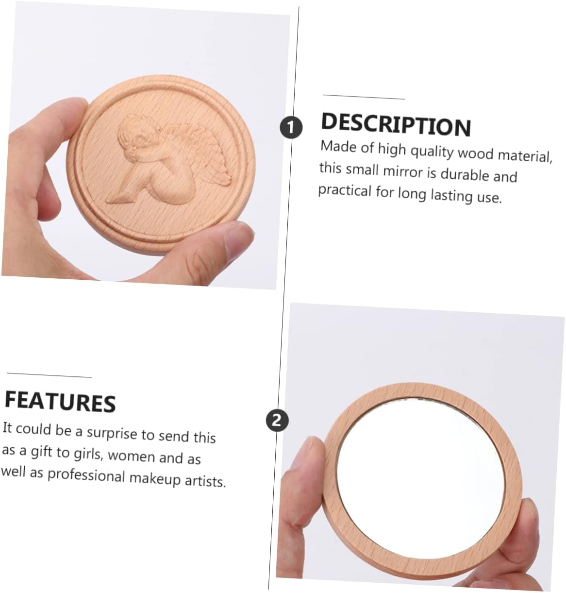 FRCOLOR Retro Style Carved Angel Cosmetic Mirror