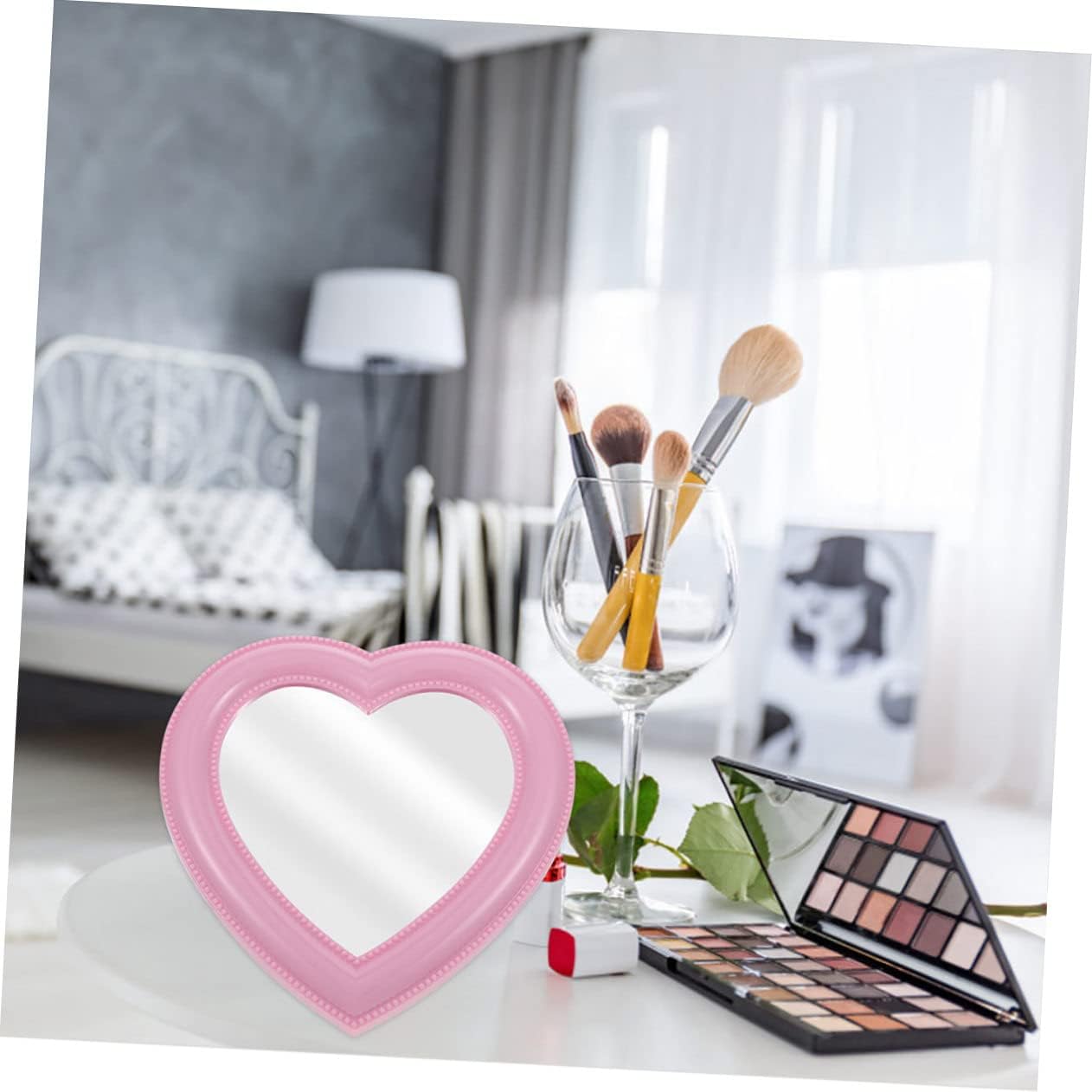 HAPINARY Heart Shape Vanity Mirror Set 2pcs Wall Mounted