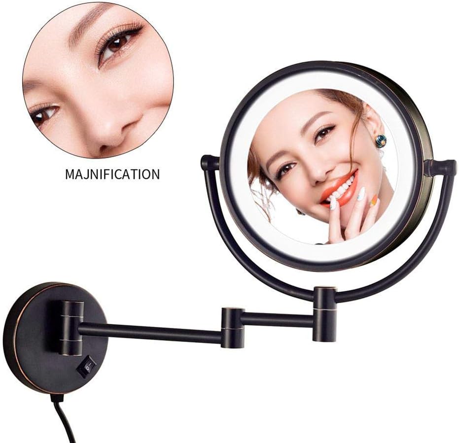 8 Inch LED Makeup Mirror with Magnification and Locking Suction