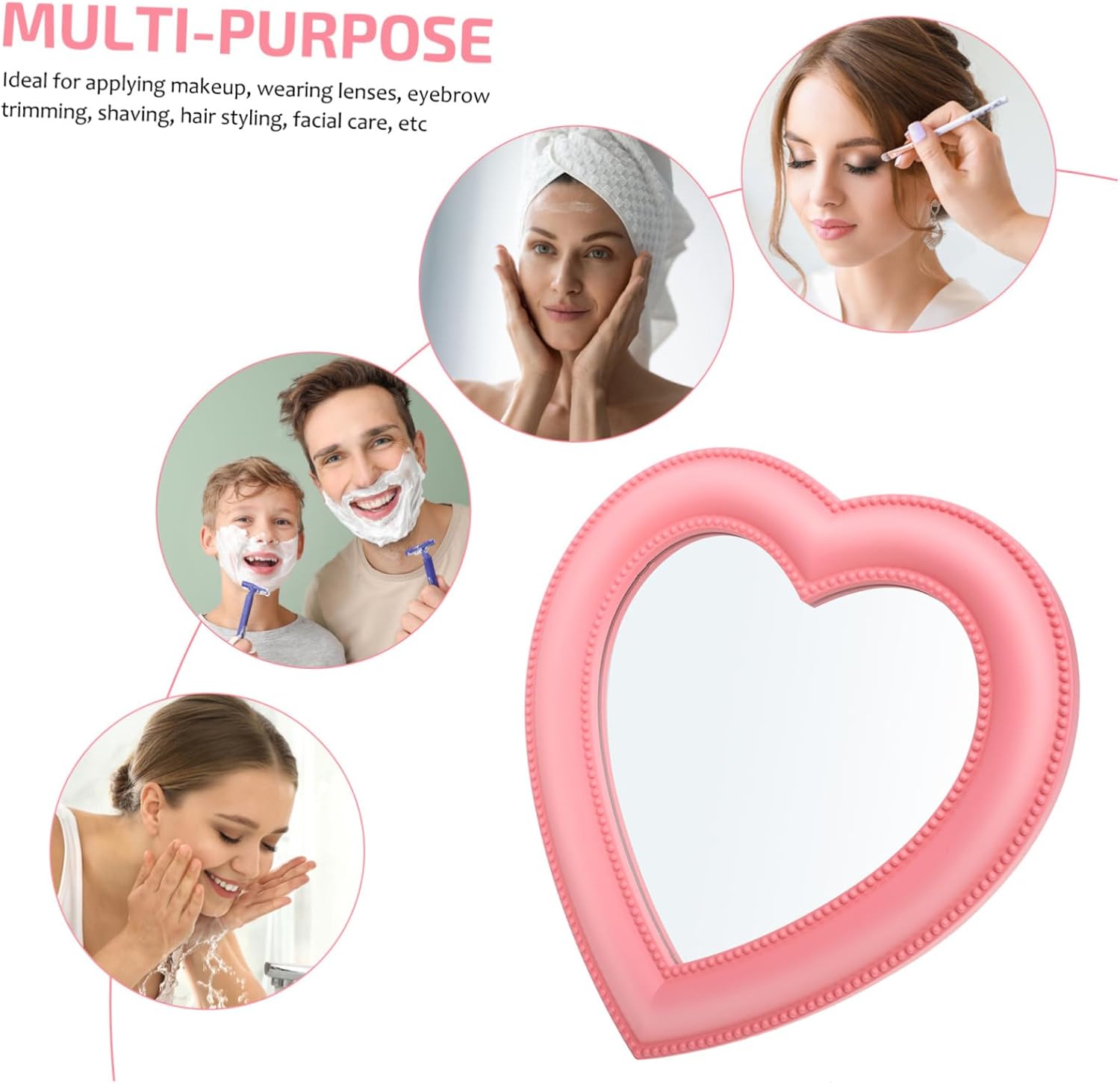 DOITOOL Heart Shape Standing Mountable Mirror Dual-Purpose Makeup