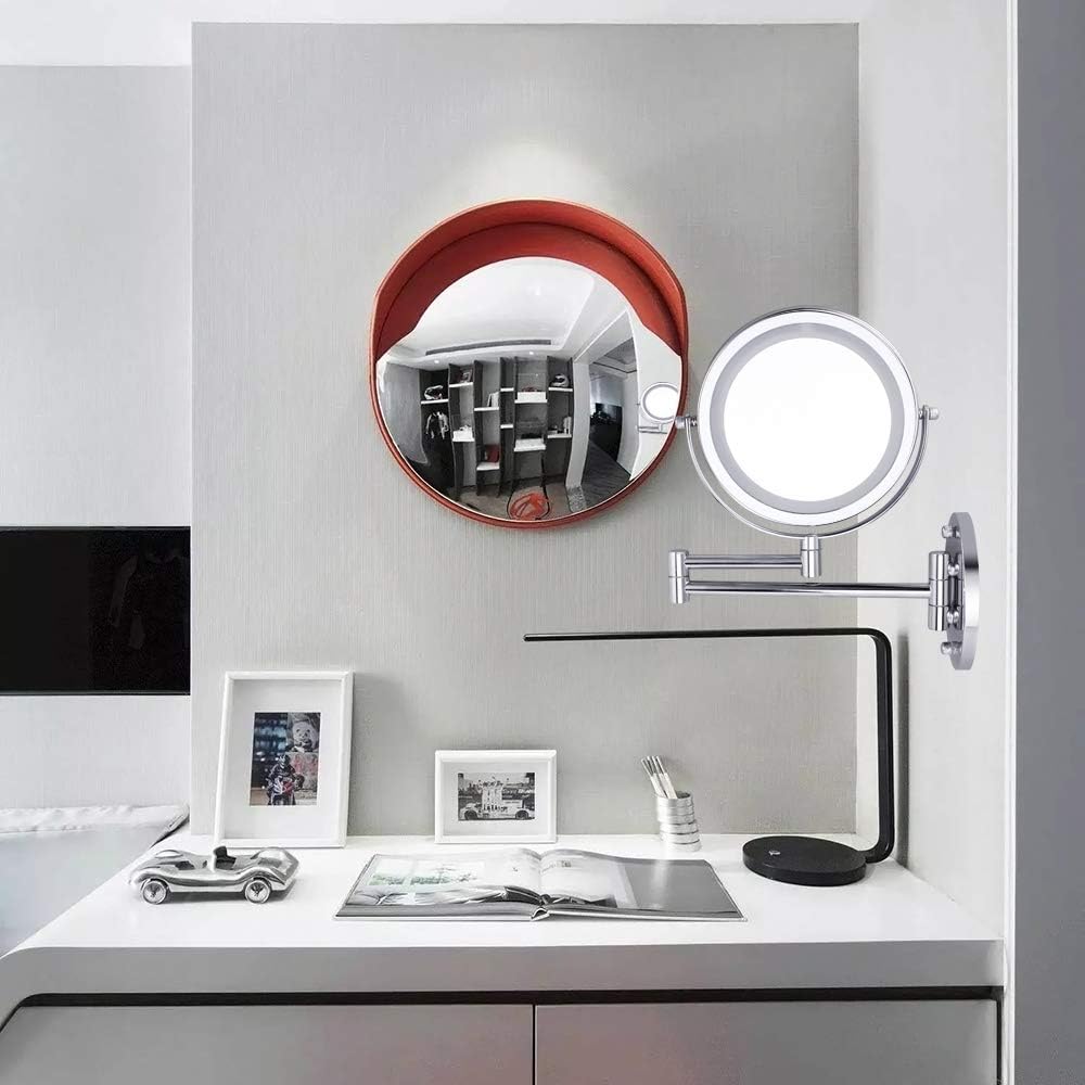 MMtong LED Double-Sided Magnifying Mirror 67 Inch Adjustable