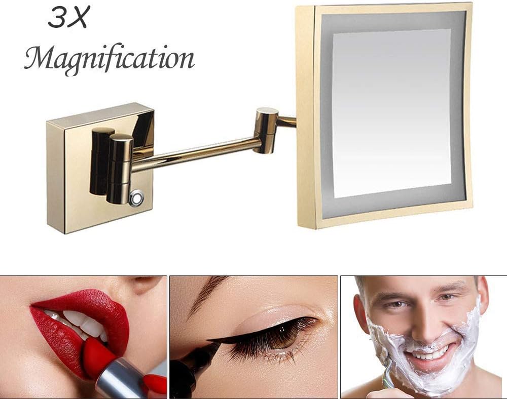Wall Mounted Makeup Mirror with Lights 3X Magnification