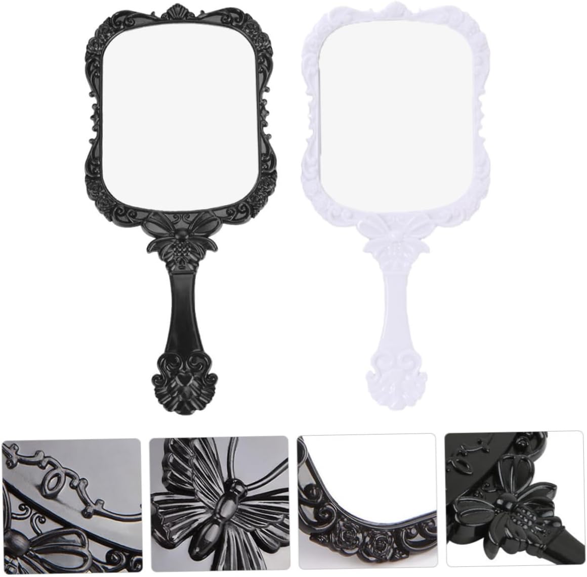 Gogogmee 2Pcs Lightweight Travel Makeup Mirror with Long Handle