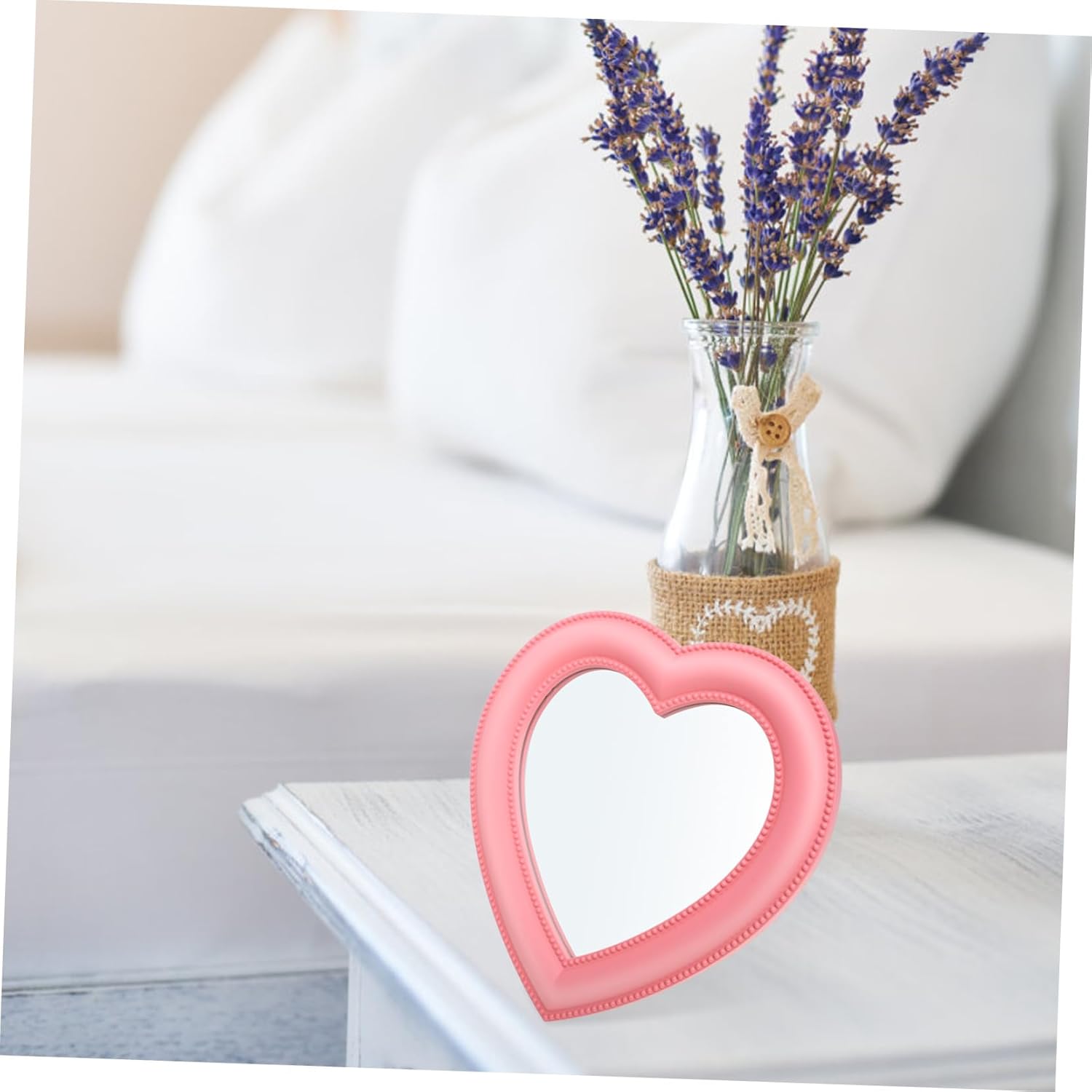 FRCOLOR Heart Shape Dresser Mirror Dual Use 1