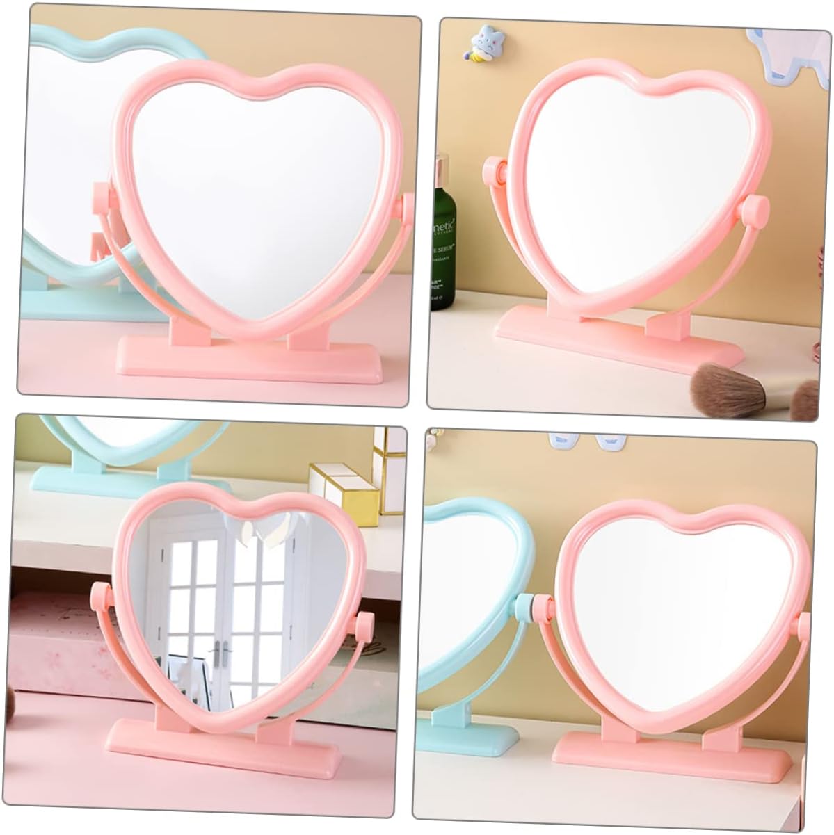 WRITWAA Heart Shaped Double Sided Vanity Mirror