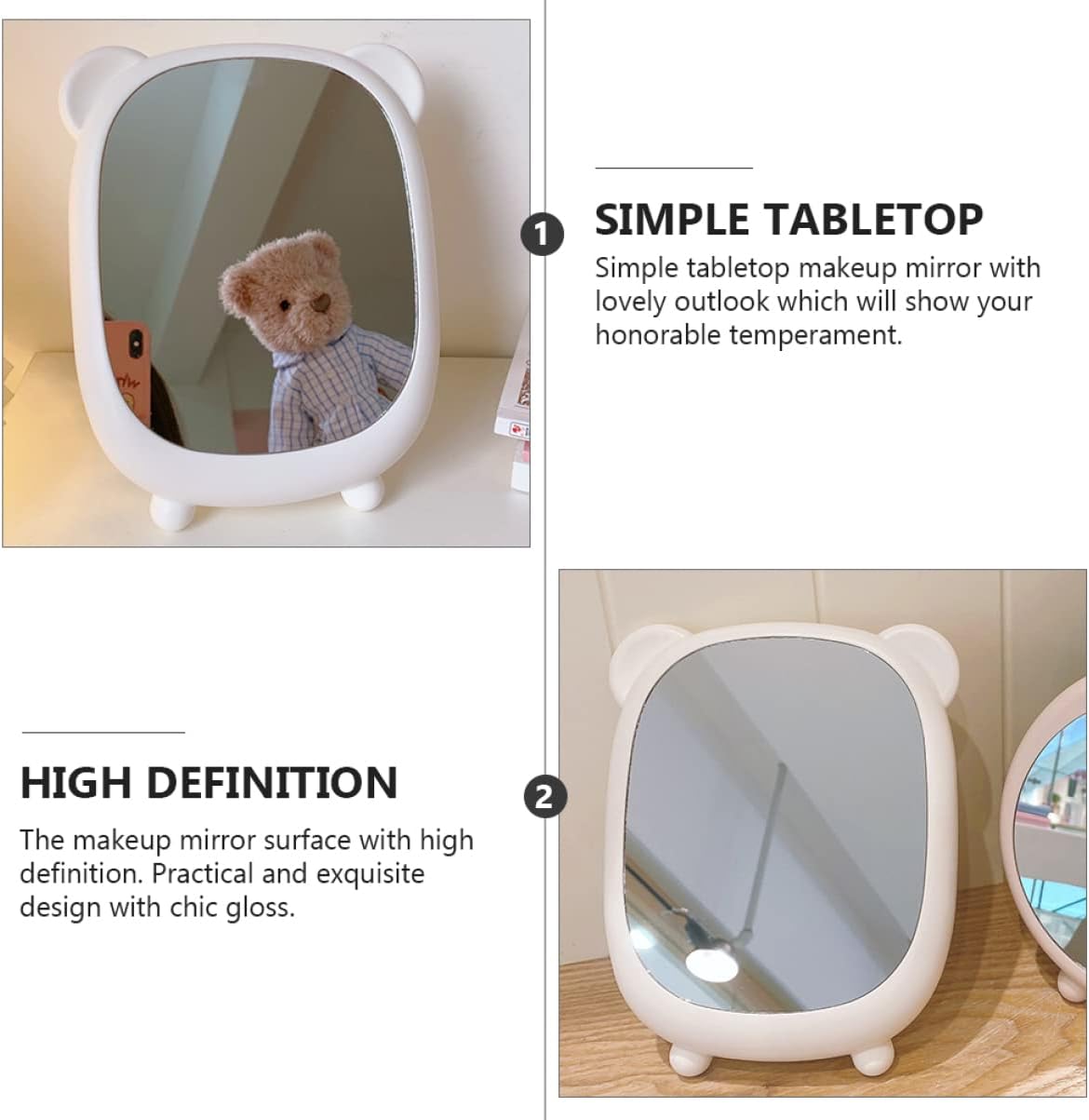 Hemoton Cute Bear Design Makeup Mirror