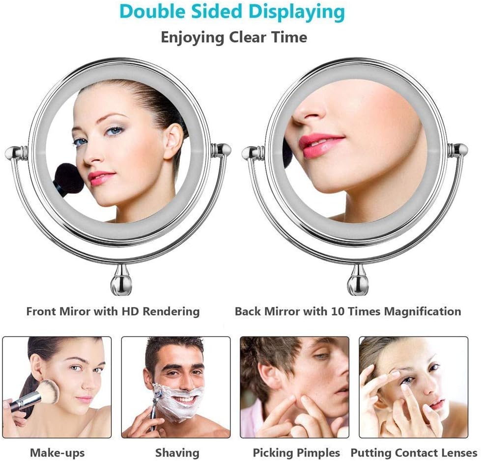LCARY 10X Magnifying Wall Mounted Makeup Mirror