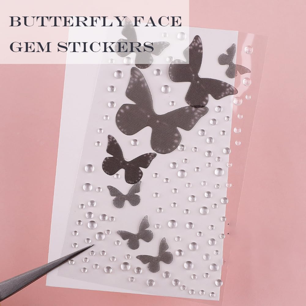 GELXGRIT Butterfly Gem Stickers 4 Sheets