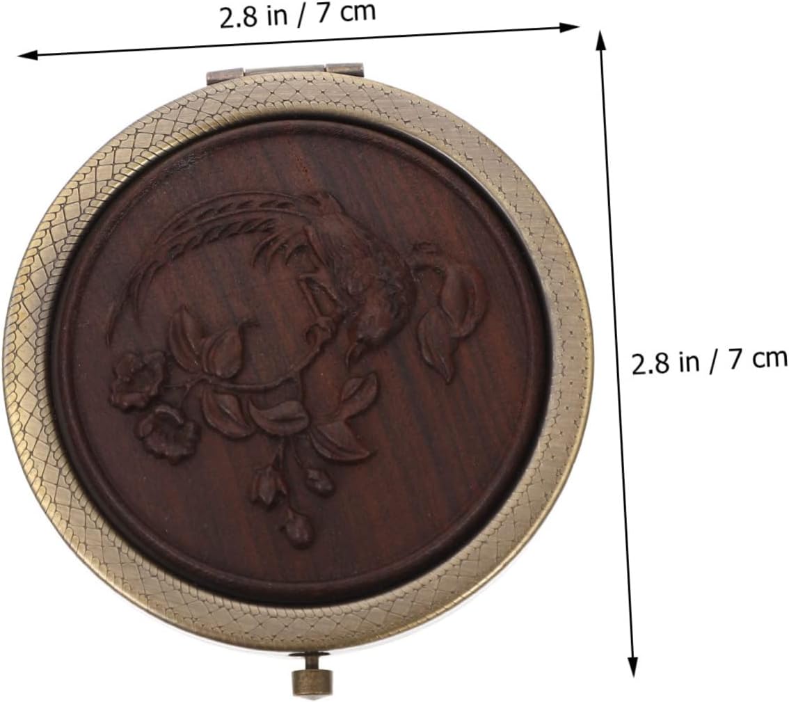 Didiseaon Foldable Makeup Mirror with Antique Wood Design