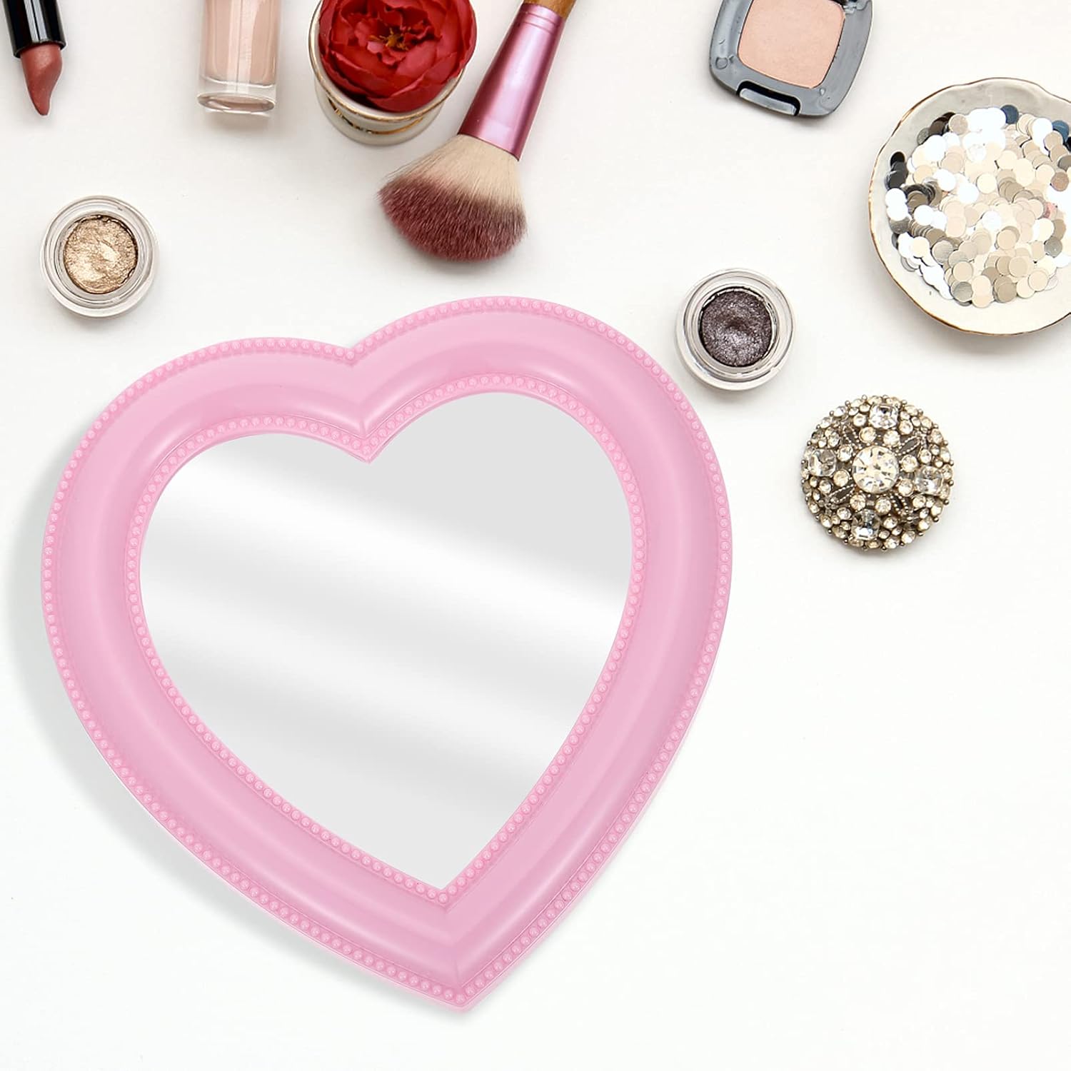 CALLARON Heart-Shaped Desktop Makeup Mirror