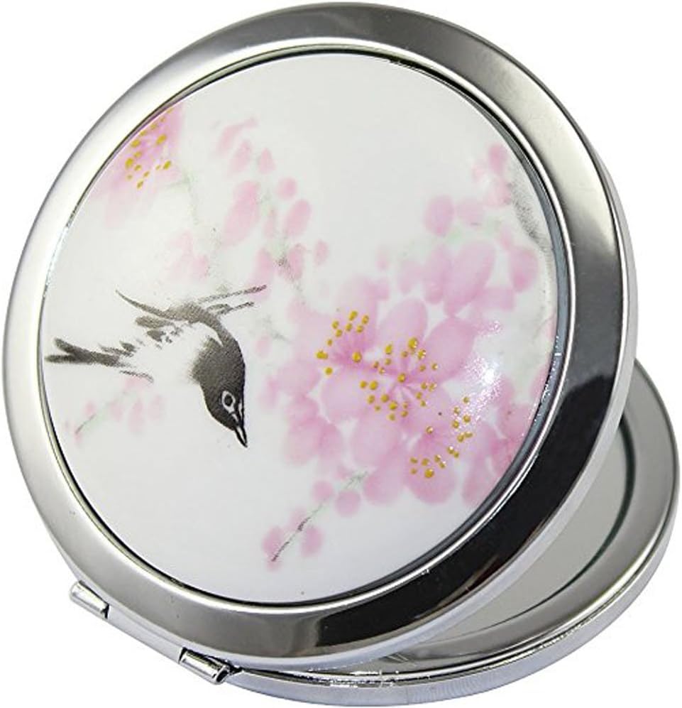 ADAMAI Cute Chinese Landscape Flower Bird Handhold Cosmetic Mirror