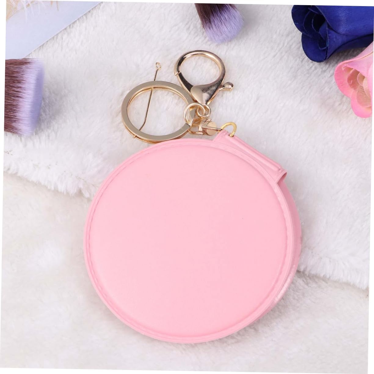 FOMIYES Mini Folding Makeup Mirror with PU Leather Frame