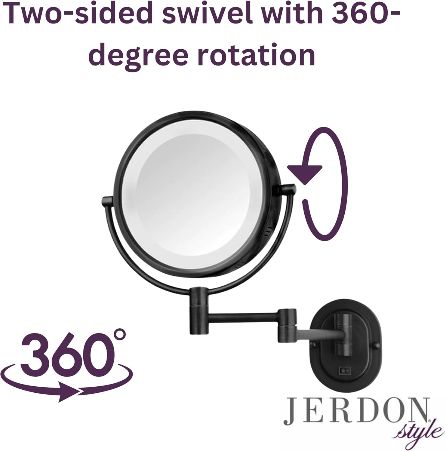 JERDON Lighted Makeup Mirror with 5X Magnification