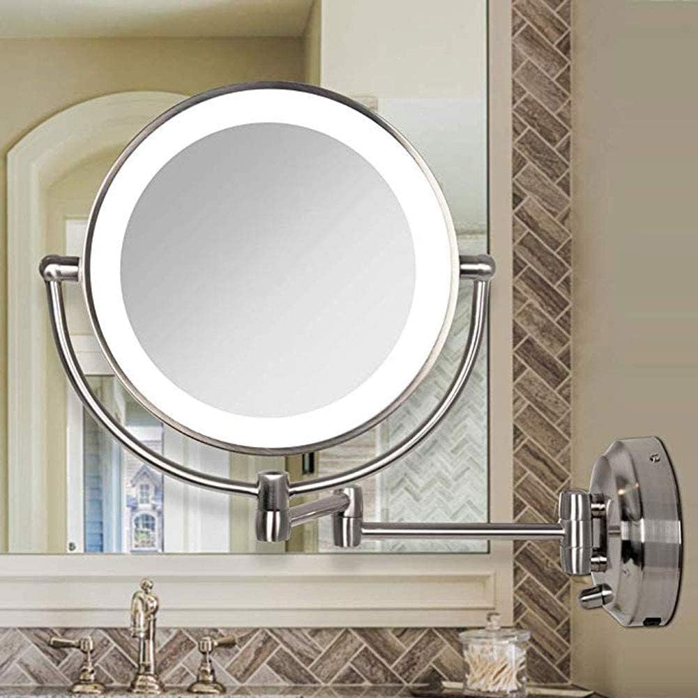 GALSOR LED Wall Mount Makeup Mirror 360 Swivel Double-Sided
