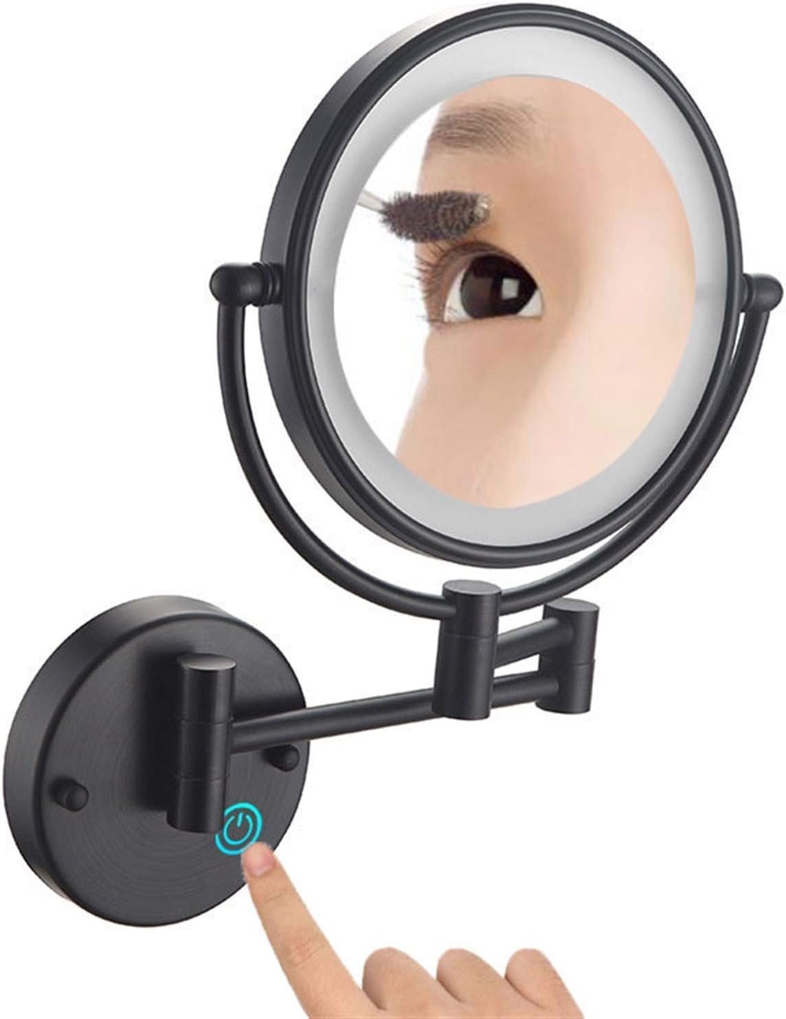 AMHIL Makeup Mirror Wall Mounted 360 Rotate 8 Inch Black