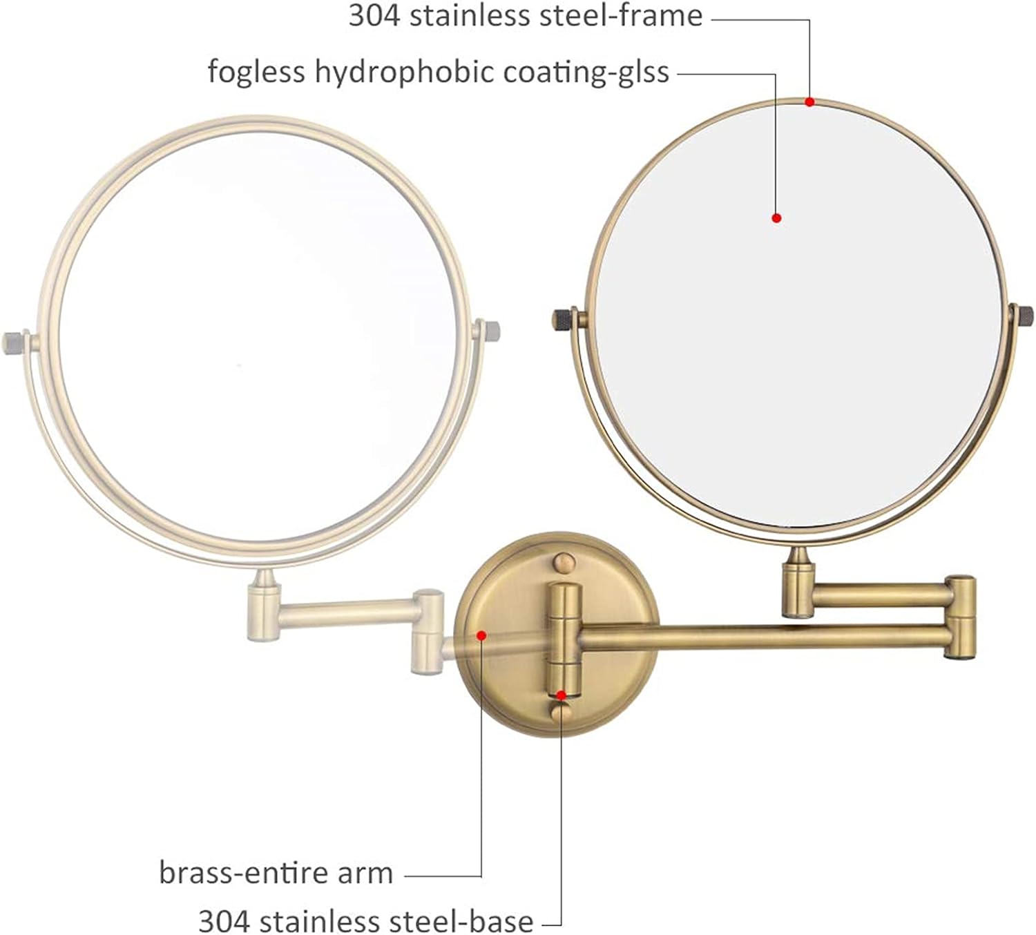 NOVOCE 8 Inch Double Sided Shaving Mirror with 3X Magnification