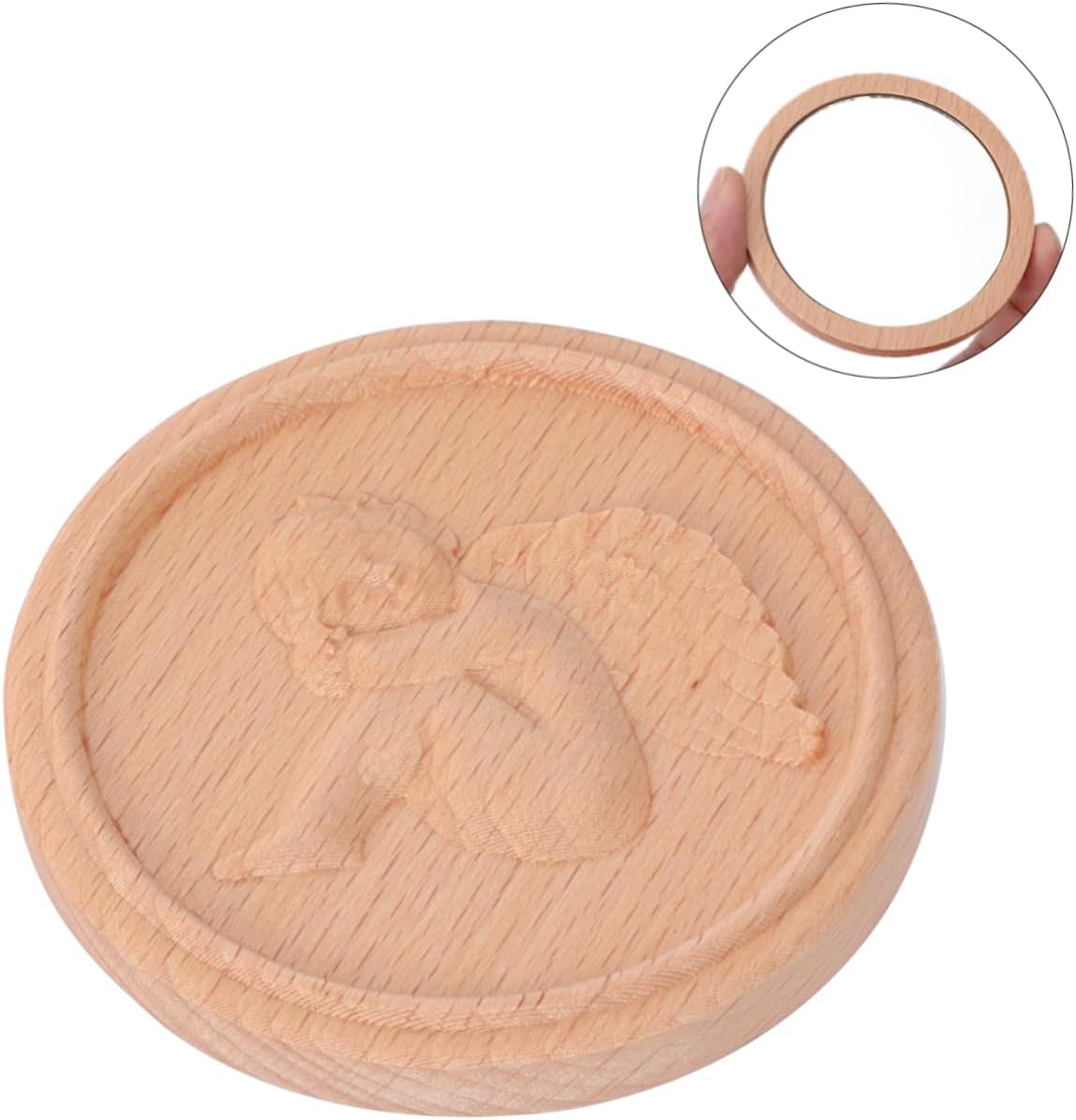 Portable Cosmetic Mirror with Retro Angel Design