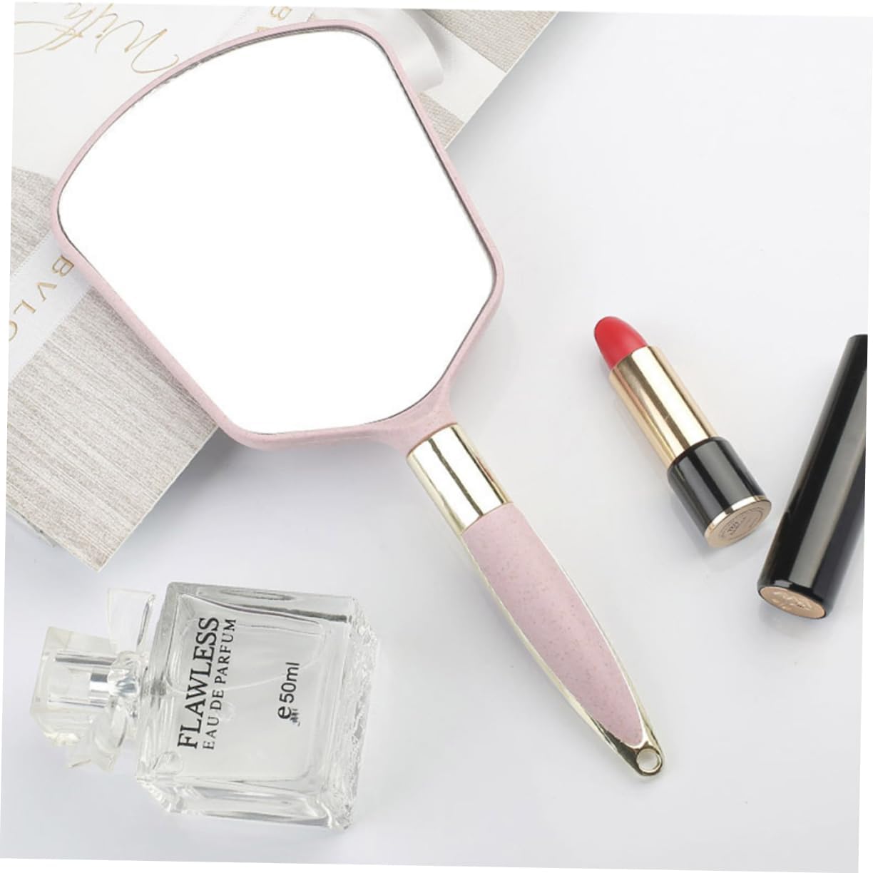 VINTORKY Ergonomic Handle Makeup Mirror Travel Portable Wall-Mounted with Hook