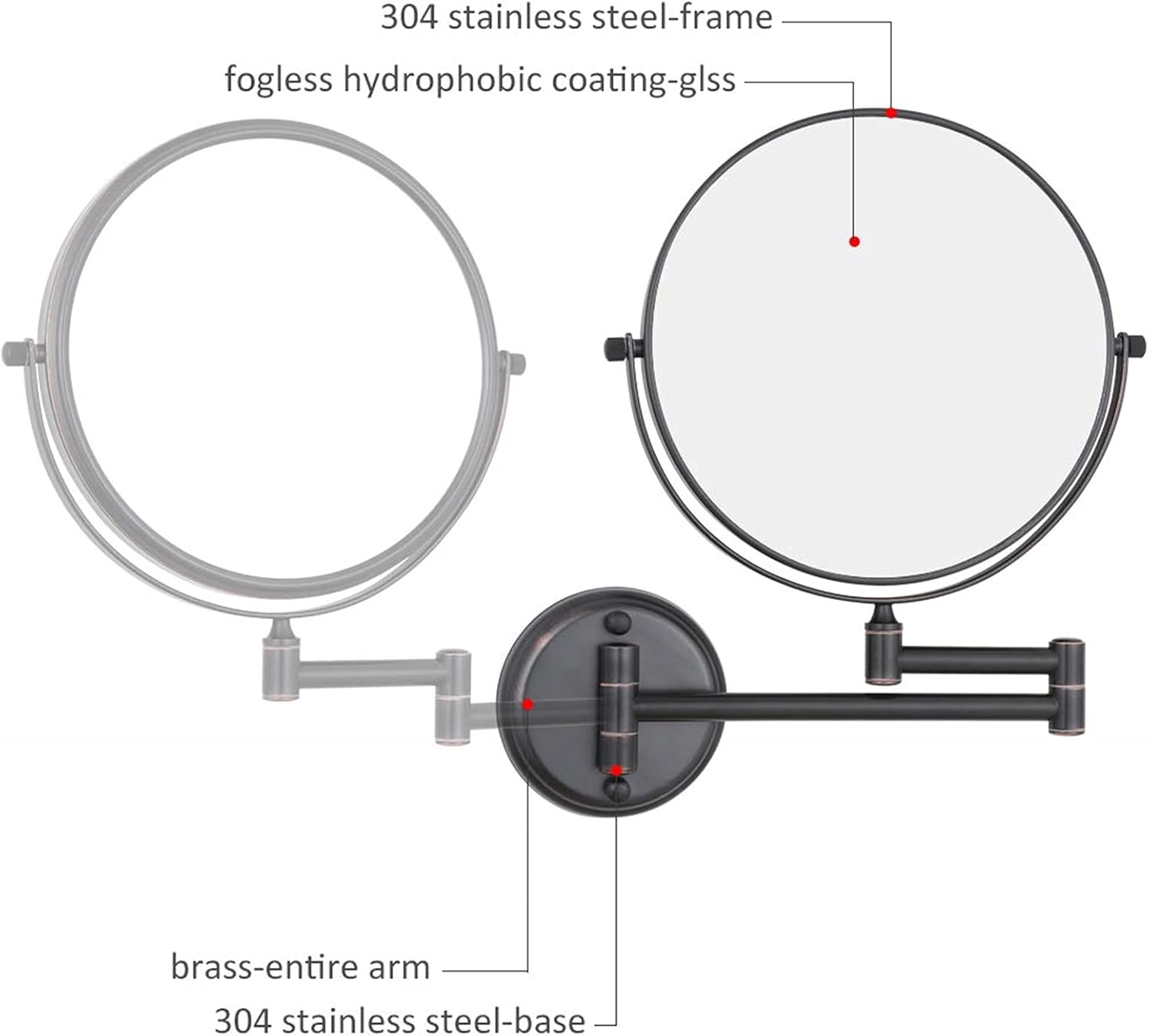 NOVOCE 8 Inch Adjustable Makeup Mirror with 3X Magnification