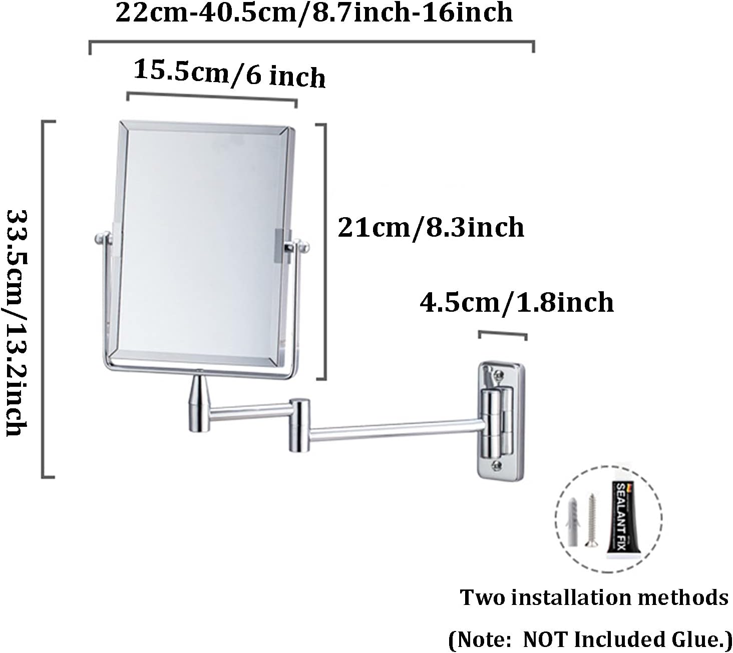 3X Magnifying Wall Vanity Mirror with Extendable Arm 1