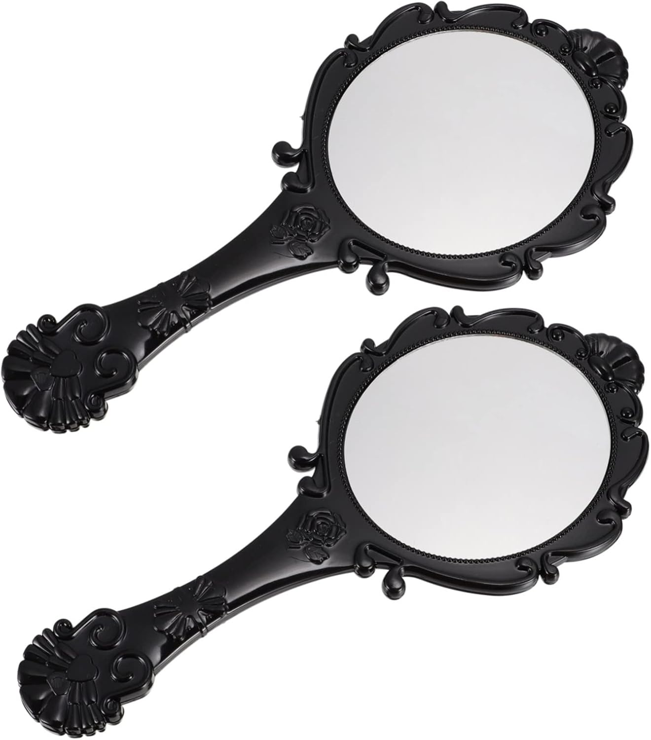 FRCOLOR 2pcs Portable Makeup Mirror Retro Style