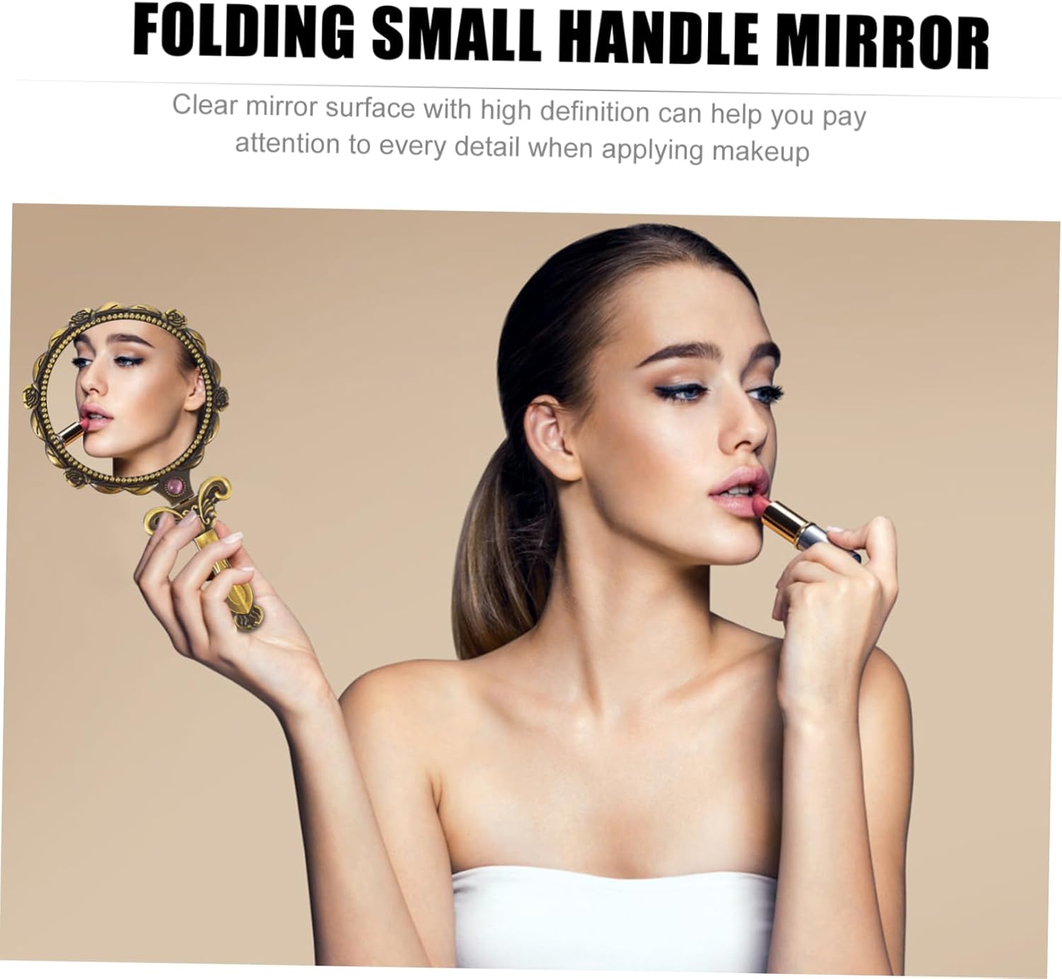 Angoily Foldable Retro Makeup Mirror with Handle