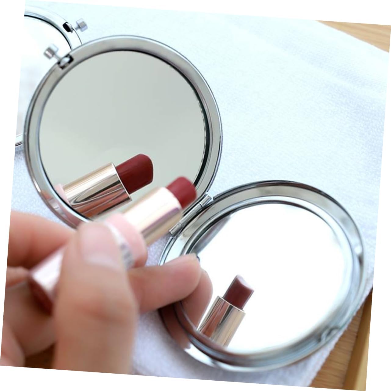 HONMEET Black Double-Sided Compact Folding Mirror for Travel