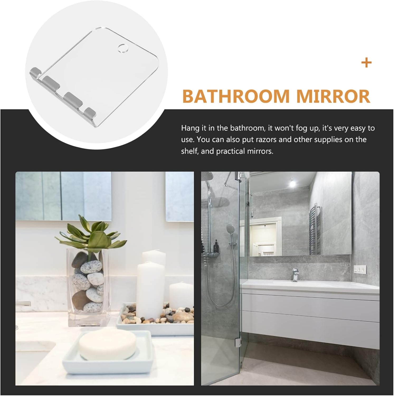 Beaupretty 1 Set Fogless Mirror Set for Shower and Travel