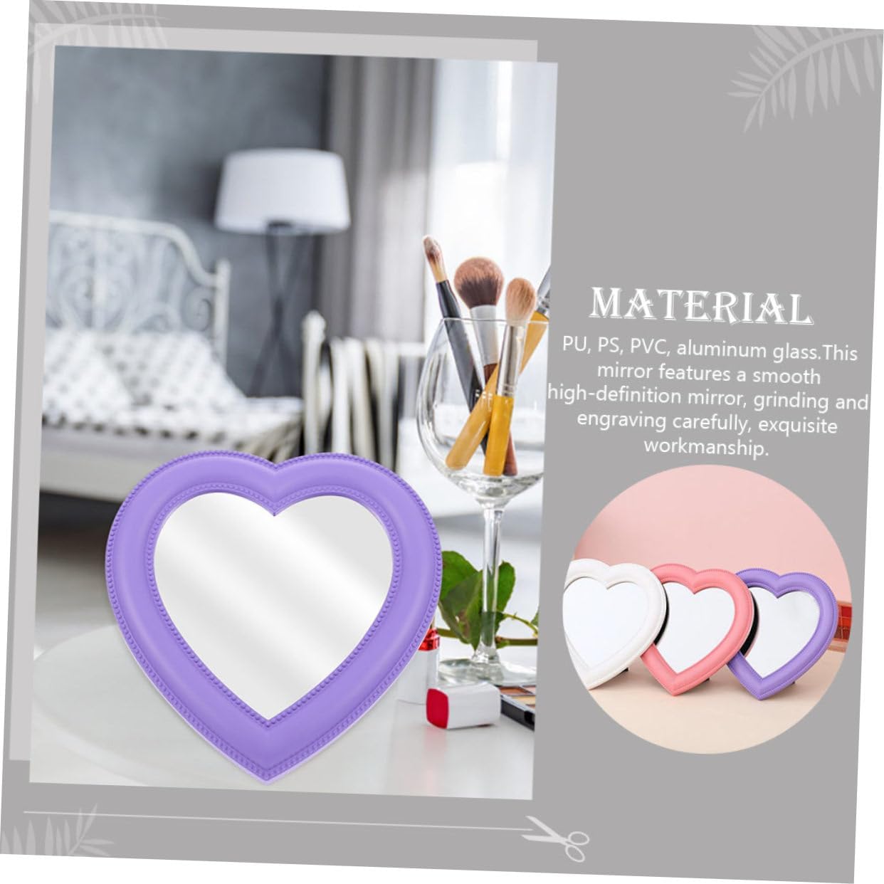 VANZACK Heart-Shaped Vanity Mirror Set for Desk and Wall 1