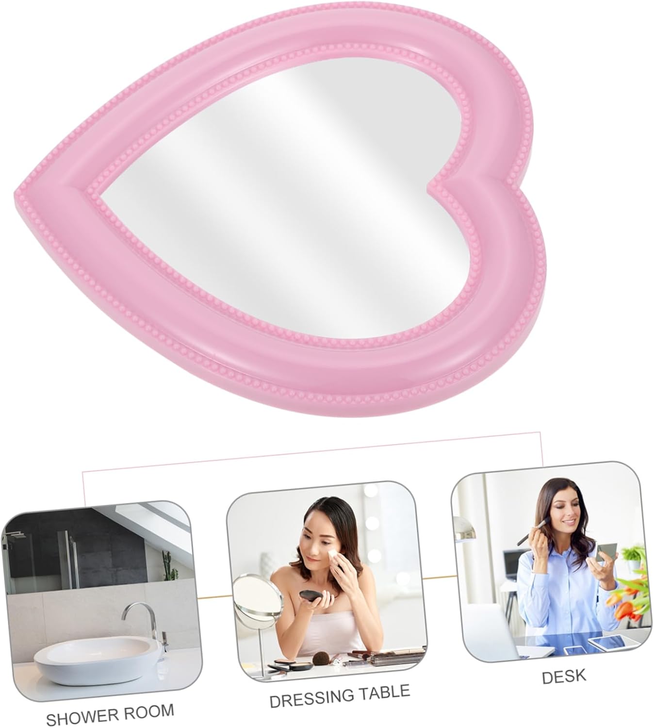 Alipis Heart-Shaped Makeup Mirror for Vanity