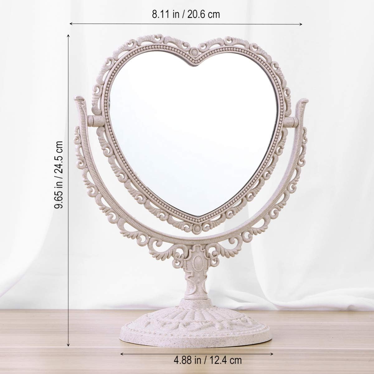 Lurrose Heart Shaped Vanity Mirror with 2X Magnification