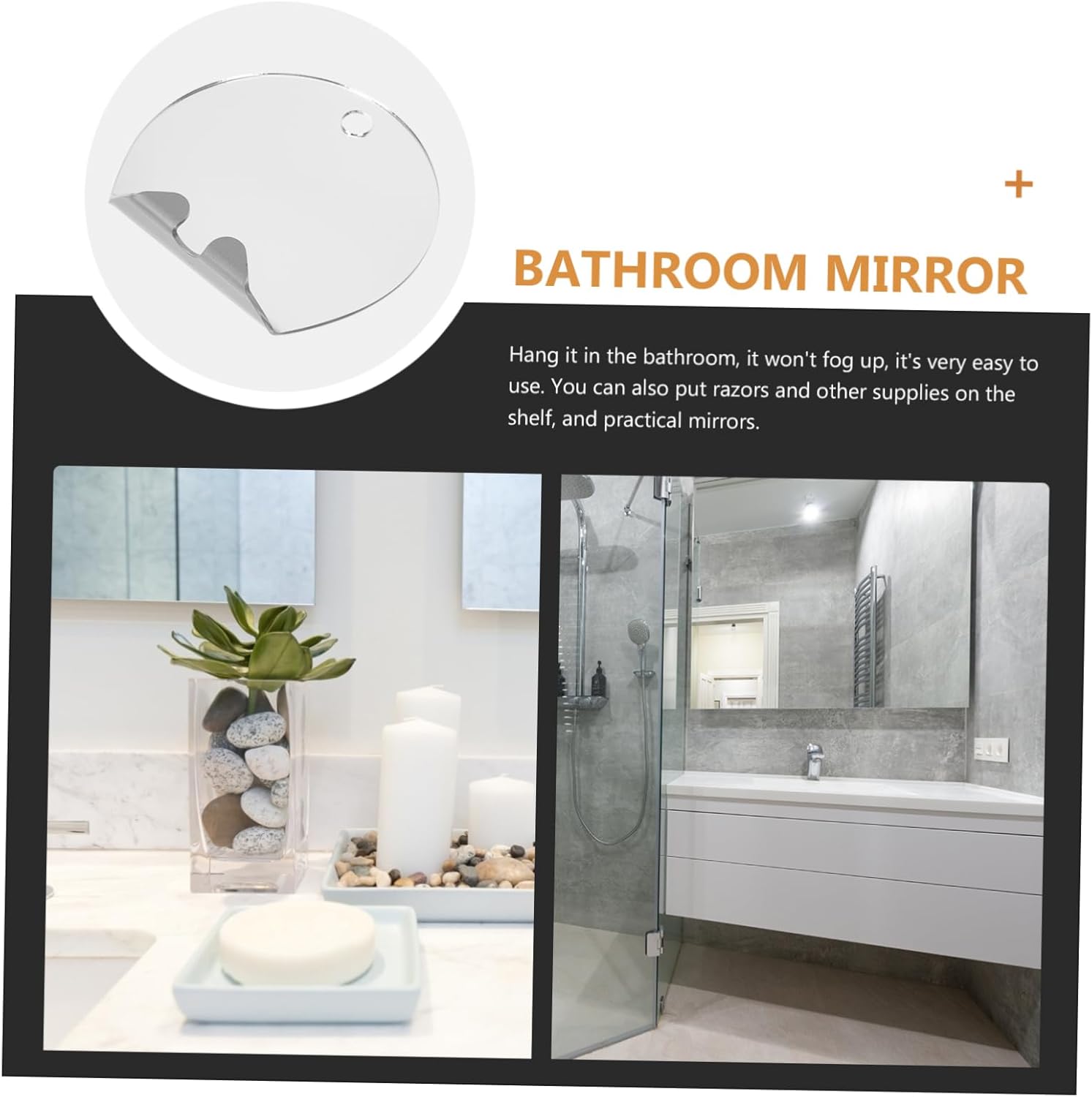 BIUDECO Travel Makeup Mirror Large Acrylic Fogless Non-Breakable