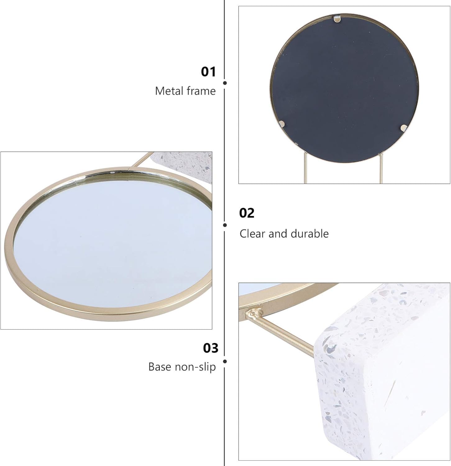 EXCEART Round Mirror with Stand for Bathroom Vanity