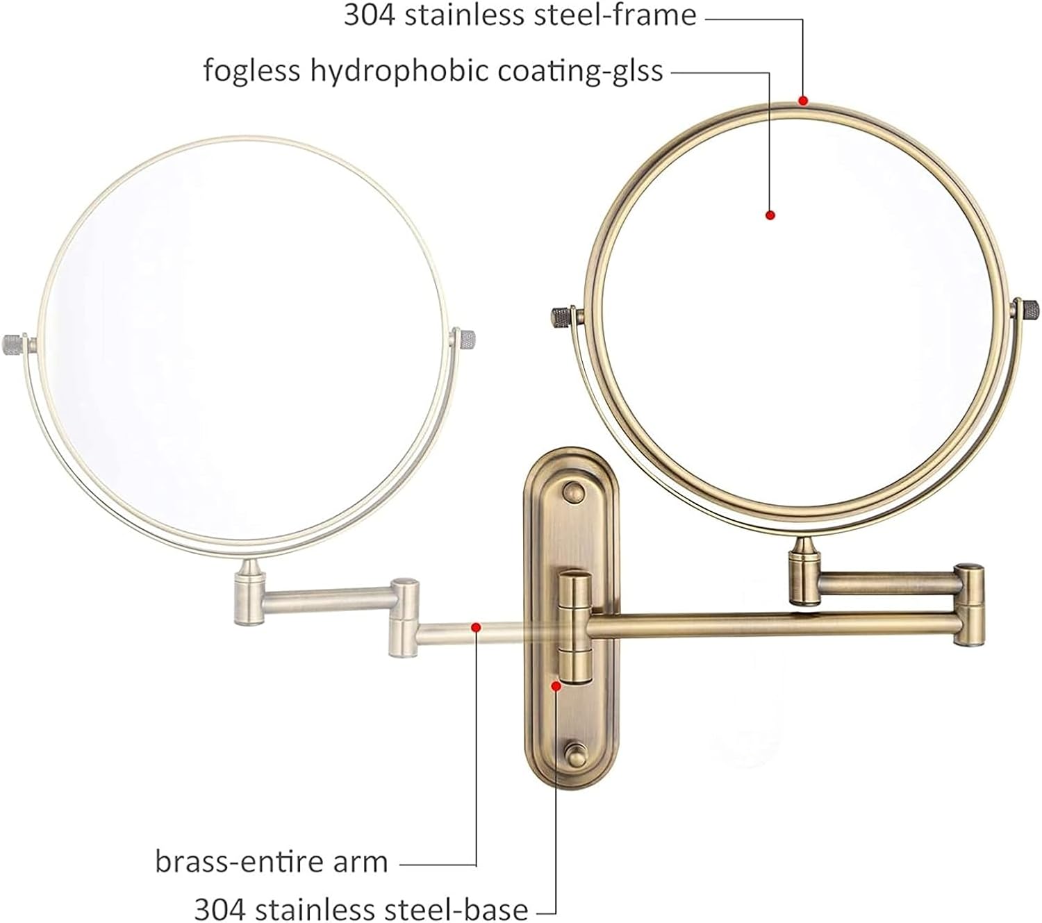 Wall Mounted Lighted Makeup Mirror with 10X Magnification