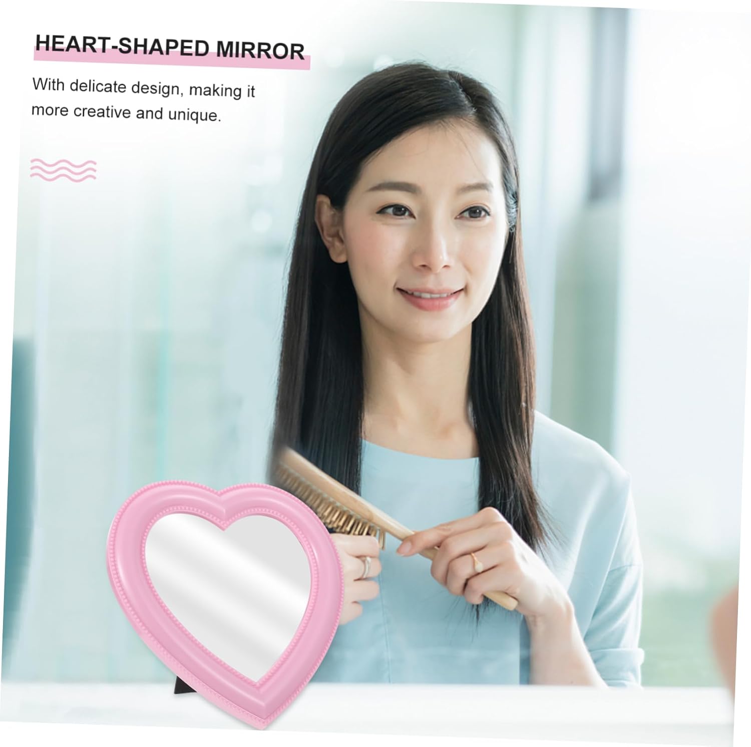 Alipis Heart-Shaped Makeup Mirror for Vanity