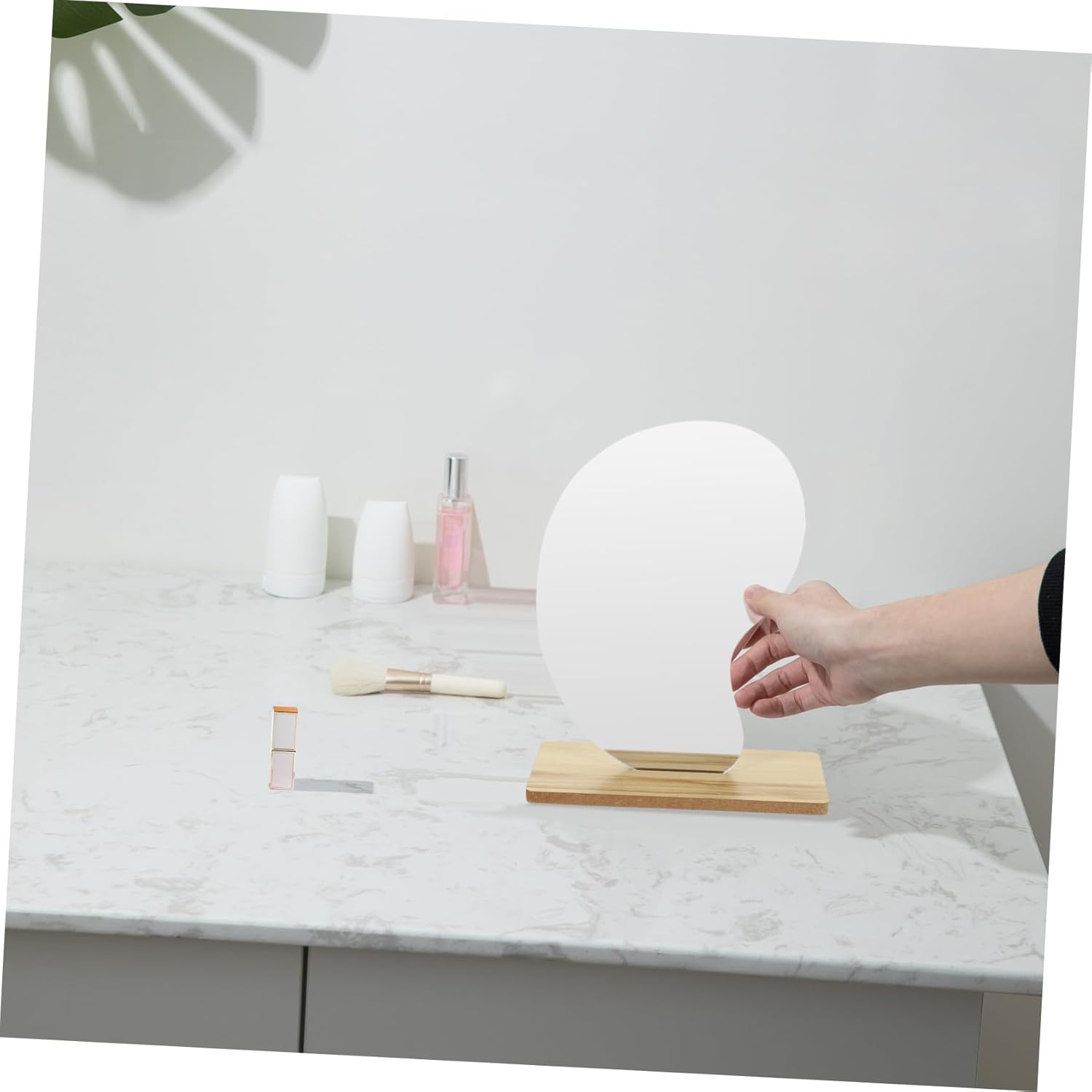 LIFKOME Aesthetic Movable Makeup Mirror with Wooden Stand 1